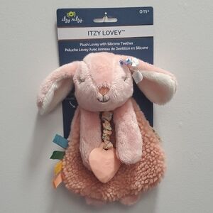 NWT Pink Plush Bunny Lovey with Silicone Teether